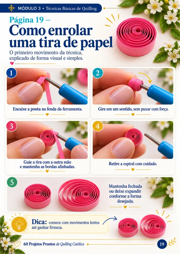 Página real do material: Como enrolar uma tira de papel